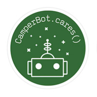 un autocollant qui dit 'Because CamperBot Cares'.